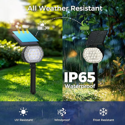 Solar Spot Lights Outdoor Waterproof IP65, 3 Modes Solar Lights Outdoor 35 LED Landscape Lighting, Spot Uplights for Garden Patio Yard Walkway Driveway House Backyard, 6 Pack Neutral White(4000K)