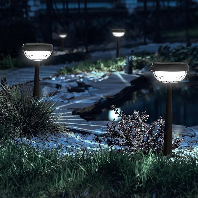 Ensenior 8-Pack Solar Lights Outdoor, Auto ON/Off 6500K LED Solar Garden Lights for Pathway, Yard, Patio, Walkway | Lumora