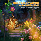 Hummingbird Outdoor Hanging Solar Lantern Waterproof Metal Openwork Hummingbird Watering Can Landscape Lights with | Lumora