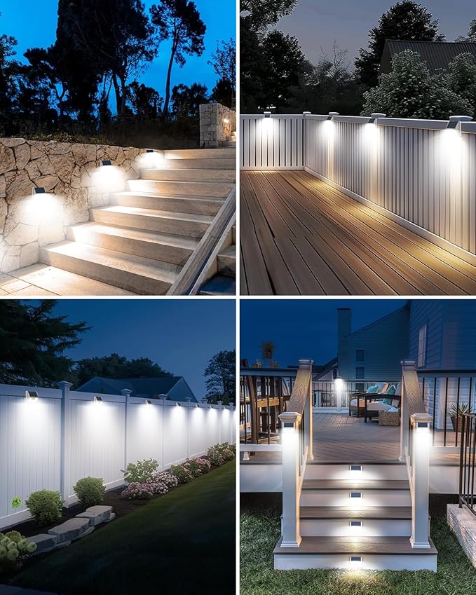 12 Pack Solar Lights Outdoor Motion Sensor, Waterproof Fence Lights with 3 Lighting Mode, Cool White LED Security | Lumora