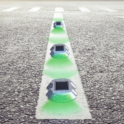 ZJchao Solar Road Stud Light, LED Solar Pathway Marker Powered Road Marker with 6V 1.8W Panel IP68 800M Visibility for Sidewalk Stair Garden Ground (Green Light)