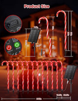 COOLWUFAN 24 Pack 28" Solar Candy Cane Path Lights Christmas Decorations, 4 Brightness Levels 264 Bright LEDs | Lumora