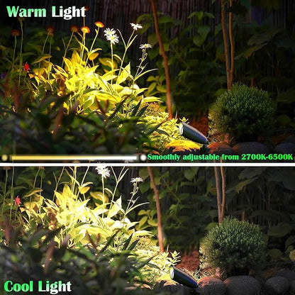 RGB Low Voltage Landscape Lighting Kit, 12 Volt Color Changing Landscape Lights, IP65 Weatherproof Aluminum Outdoor Uplights, Smart Outdoor Spotlights for Tree Lawn