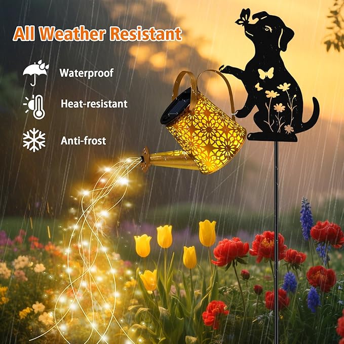Solar Watering Can Lights, Dog Hanging Lantern Solar Lights Outdoor, Dog Lover Gifts for Mom Women Birthday | Lumora