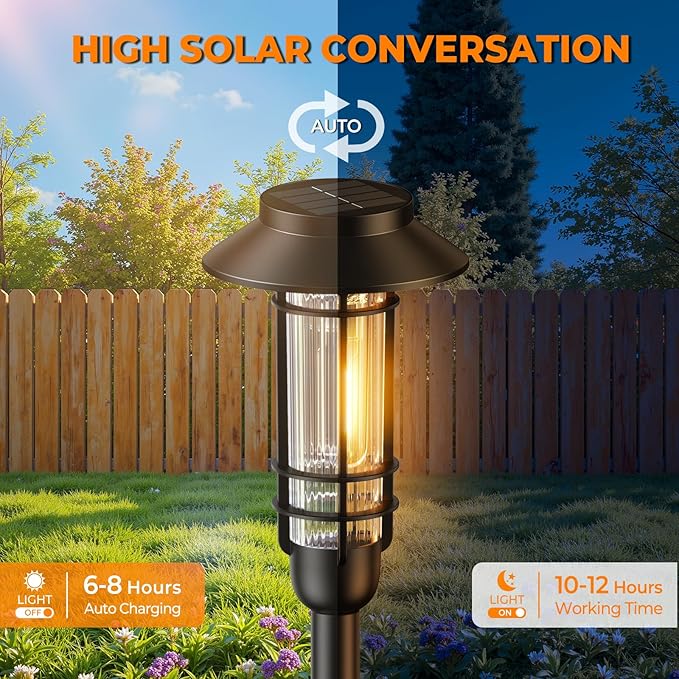 6 Pack Solar Pathway Lights Outdoor, Upgraded Bright Solar Powered Garden Light Outside, Waterproof Outdoor | Lumora