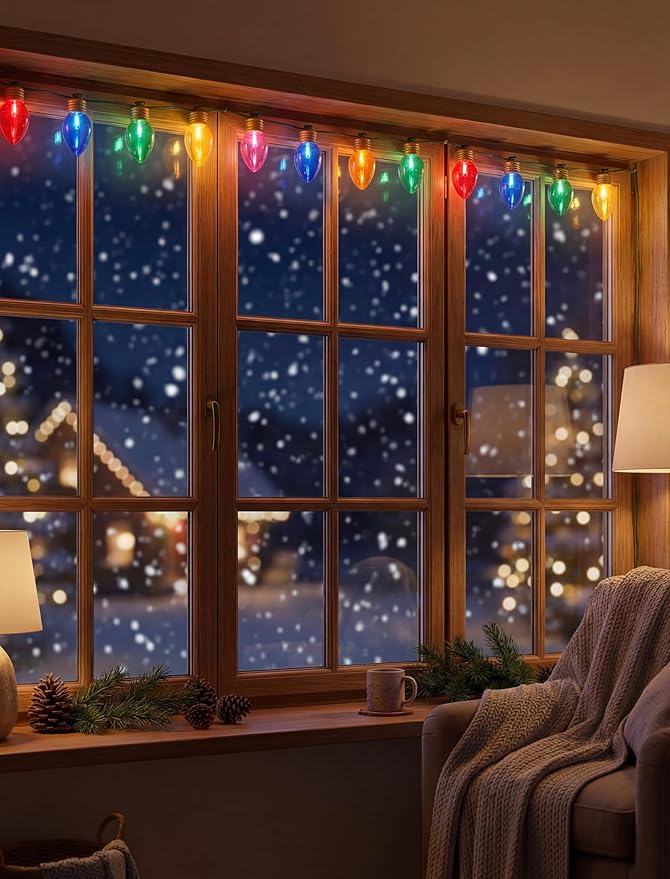 16Ft Jumbo LED Multicolor Christmas String Lights Outdoor with 10 C7 Clear Jumbo Multicolor Bulb, Connectable | Lumora