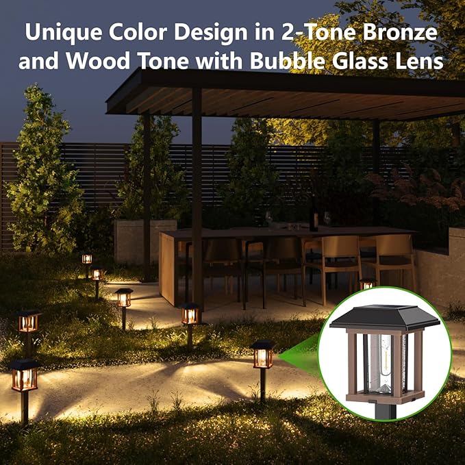 XMCOSY+ Solar Lights Outdoor - 4 Pack Solar Yard Lights, Solar Garden Lights with Glass Metal, IP65 Waterproof Solar Powered for Yard Landscape Driveway Walkway