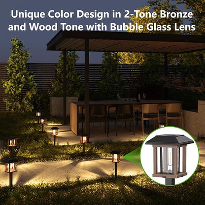 XMCOSY+ Solar Lights Outdoor - 4 Pack Solar Yard Lights, Solar Garden Lights with Glass Metal, IP65 Waterproof Solar Powered for Yard Landscape Driveway Walkway