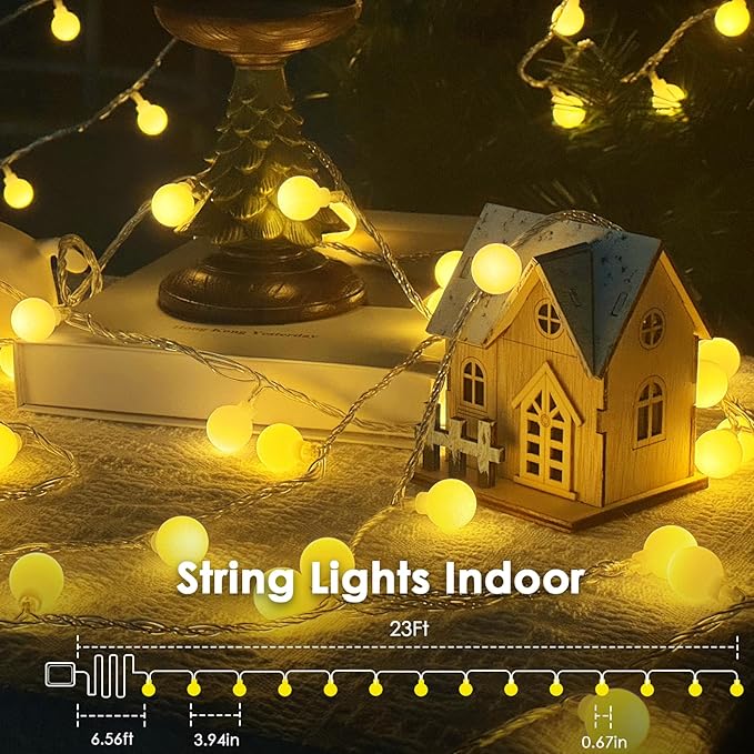 2 Pack Battery Operated Christmas String Lights - 45FT 100 LED Fairy Lights with Remote, Waterproof Globe Light Indoor Outdoor 8 Modes with Timer for Bedroom Classroom Dorm Christmas Decor, Warm White