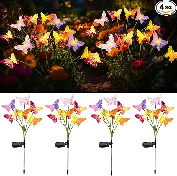 4 Pack Solar Butterfly Lights Outdoor Garden, 6 Head Solar Swaying Pathway Stake Lights Waterproof for Yard Lawn | Lumora