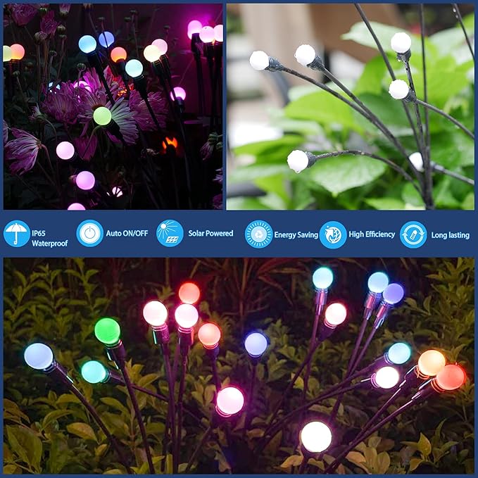 TONULAX Solar Garden Lights, Starburst Swaying Light - Swaying When Wind Blows, Solar Lights Outdoor Decorative | Lumora