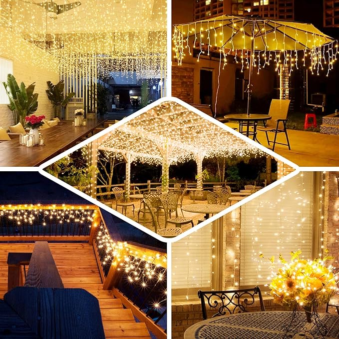 Lainin 3.5M/11ft 96 LED Warm White Linkable Fairy Curtain String Light with 8 Modes Memory Functional Controller | Lumora