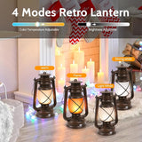 2 Pack Vintage Lantern Flickering Flame Rechargeable LED Retro Camping Lights 4 Modes Remote Control Battery | Lumora