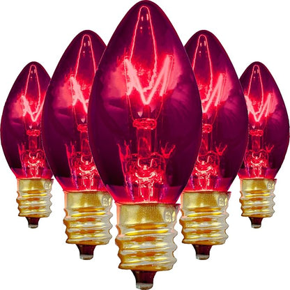 EST. LEE DISPLAY L D 1902 Indoor ＆ Outdoor String Light C9 Ceramic Christmas Steady Replacement Bulbs E17 Socket C-9 Candelabra Style Box of 25 (Transparent Purple)