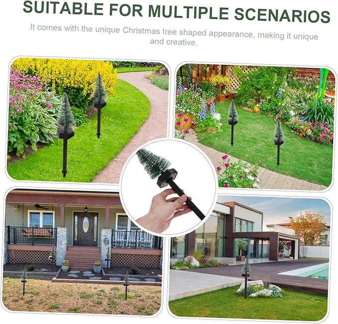 Hemoton Solar Christmas Tree Shaped Light Creative Solar Lawn Path Light for Outdoor Holiday Decoration Unique Led Garden Ground Stake for Christmas Atmosphere