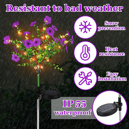 2 Pack Solar Stake Lights Outdoor Decor Waterproof Mums Artificial Flowers Solar Lights for Outdoor Garden Yard Pathway Decor (Purple,Violet)