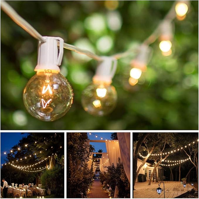 Hometown Evolution, Inc. 100 Foot G40 Globe String Lights with Clear Bulbs (100 Foot - White Wire) for Weddings | Lumora
