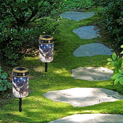 American Flag Eagle Cemetery Cross Solar Lights Solar Light Outdoor for Cemetery, LED Waterproof Solar Lights for Garden, Balcony, Yard, Memorial Gifts