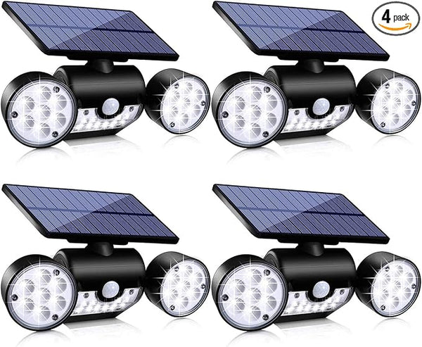 Solar Lights Outdoor, 30 LED Solar Security Lights with Motion Sensor Outdoor Spotlights IP65 Waterproof 360° | Lumora