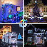 (Cool White ⇋ Multicolor) Solar Christmas String Lights Outdoor, 2-Pack 80FT 200 LED Waterproof Silver Wire, Solar | Lumora