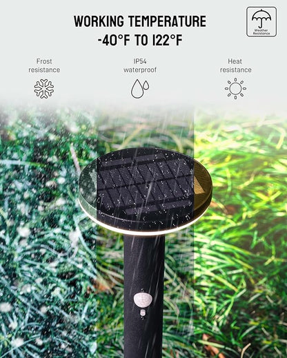 Yoolax Solar Pathway Lights Outdoor Motion Sensor Landscape Lights 2 Pack Waterproof Dusk to Dawn Path Lights for Garden, Patio, Yard, Driveway (Black)