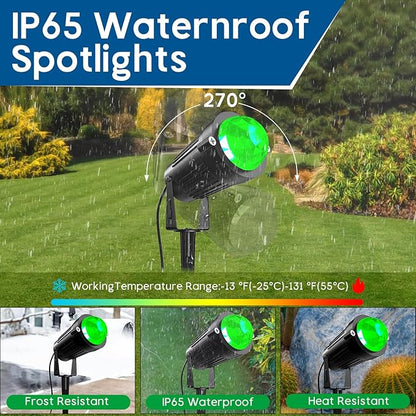 Christmas Halloween Outdoor Spotlight RGB Lights Projector, 12W Color Changing Landscape Lighting for Yard Garden Patio Decor, 4 Pack of 120V Waterproof LED Landscape Lights for Home Party Decorations