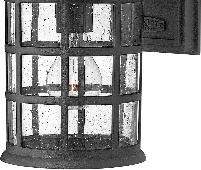 Hinkley Freeport 1804BK Small Outdoor Wall Mount Lantern - New England Design, Cast Aluminum, Clear Seedy Glass - Black
