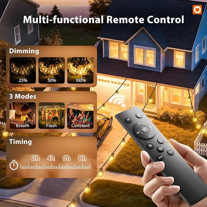 addlon 100FT G40 Outdoor String Lights with Remote and 100FT S14 Outdoor String Lights with Remote