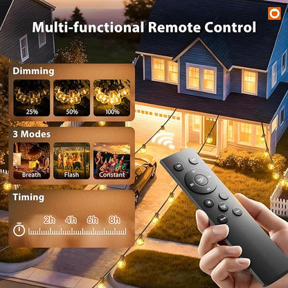 addlon 100FT G40 Outdoor String Lights with Remote and 100FT S14 Outdoor String Lights with Remote