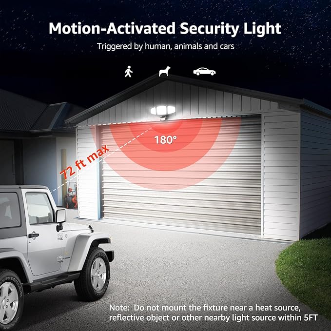 LE Bundle - Black LED Security Light 3 Adjustable Heads & 25 ft Solar String Lights G40 Edison Bulbs String Lights