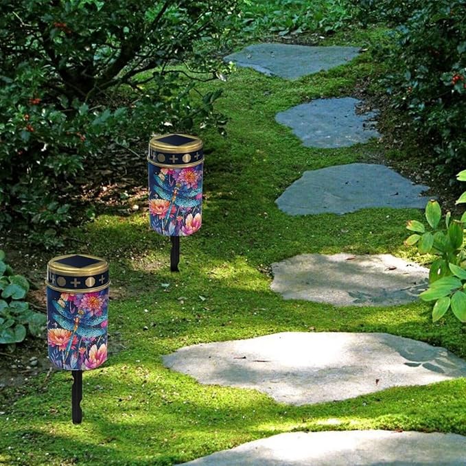 Cemetery Decorations for Grave Dragonfly Cemetery Solar Lights for Grave Flower Auto On/Off - Garden Figurine Light | Lumora