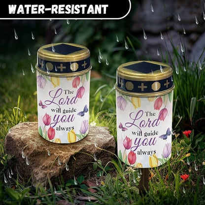 Cemetery Decorations for Grave Tulip Cemetery Solar Lights for Grave Flower Auto On/Off LED Solar Light for Landscape Outdoor Cemetery Decor
