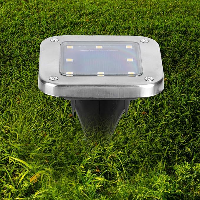 4pcs 8LED Solar Buried, Underground Lamp Outdoor Pathway, Solar Lawn Lights with Stainless Steel, ABS and PP | Lumora