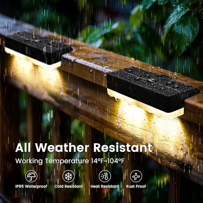 Solar Fence Lights Outdoor, 50 LM Solar Deck Lights 9 Fixed Colors & Color Changing Waterproof IP65 Step Light for | Lumora