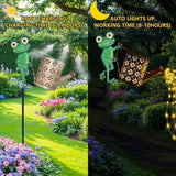 Solar Watering Can with Cascading Lights Outdoor Garden Decor, Frog Shaped Hook Gardening Gifts for Mom Women | Lumora