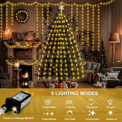 262FT 800LED Christmas Lights Outdoor, Outdoor Transparent Wire Christmas Tree Lights with 8 Modes Waterproof, Plug in String Light for Outside Indoor Xmas Tree House Holiday Wedding Party Decor