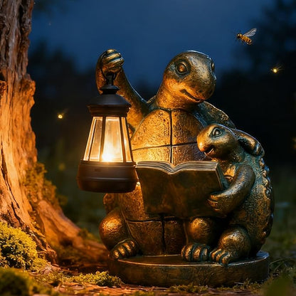 Turtle Solar Powered Outdoor Garden Statue, Resin Statue with Solar Light Lantern, Decorative Lawn, Yard Outdoor Turtle Decoration. Unique Home Decoration, Gifts for Women,Mom on Mother's Day