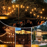 LAMPHOME LED Outdoor String Lights 100FT Patio Lights with 52 Shatterproof ST38 Vintage Edison Bulbs, Outside | Lumora