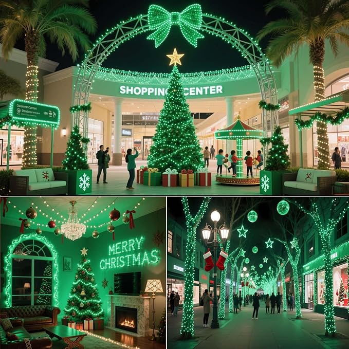 Tcamp 164FT 500 LED Green Christmas Lights, 8 Modes Christmas Tree Lights with Timer Memory Function, Green Wire Starry Fairy String Light for Xmas Tree Outdoor Indoor Decor