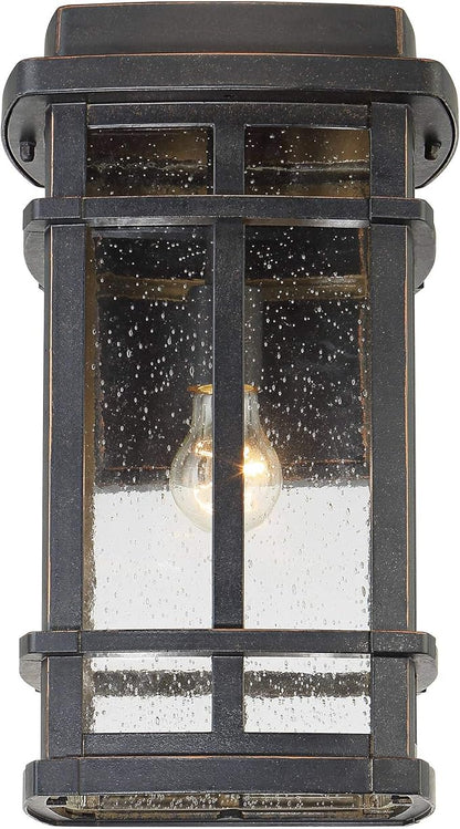 John Timberland Neri Mission Industrial Box-Shaped Outdoor Wall Light Fixture Oil Rubbed Bronze 16" Clear Seedy Glass for Exterior House Porch Patio Outside Deck Front Door Garage Garden Home