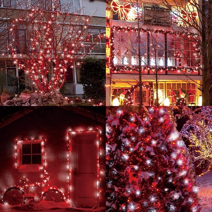LAMPHOME Red White Valentine's String Lights，50FT 100LED (2pk of 50Lights) Fairy Light Decor Indoor & Outdoor Party Patio Bedroom, Xmas Tree Garland Easter Holiday Decoration