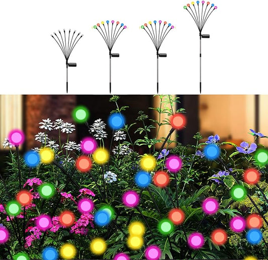 Swaying Solar Firefly Lights Outdoor, 8 Modes RGB Color Changing Firefly Swaying Solar Garden Lights for Outside Christmas Yard Patio Pathway Plant Landscape Garden Decor Multicolor(4 Pack)