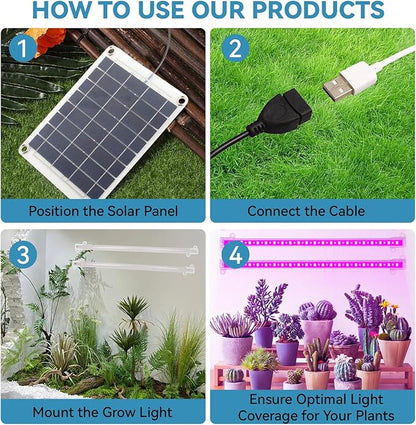 Solar Grow Lights for Outdoor Plants, Adjust Gooseneck Grow Light for Indoor Plants, Solar Plant Grow Light for Indoor Garden Balcony Greenhouse Herbs Vegetables Flowers Potted (30W)