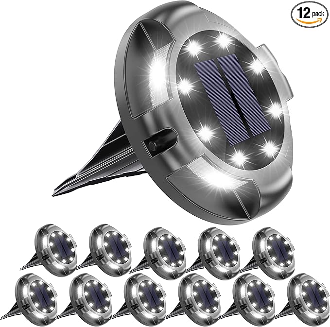 Biling Solar Outdoor Lights Walkway Lights 12 Packs, Bright Solar Ground Lights Uplight Sidelight Waterproof for | Lumora