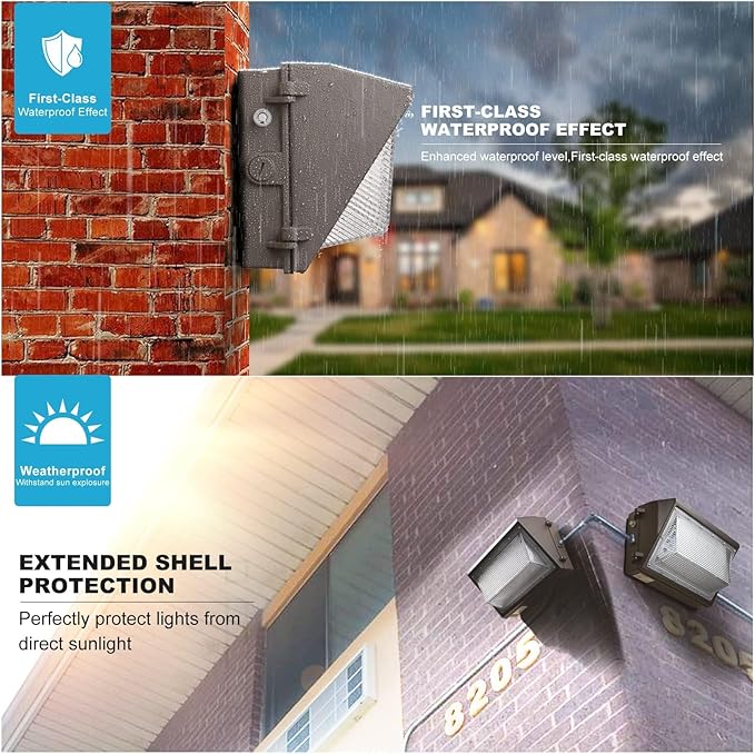 Lightdot 6Pack 70W LED Wall Pack Lights, 100-277v Dusk to Dawn Photocell |10500Lm (150Lm/W) 5000K IP65 Outdoor Flood Lighting for Yard,Warehouse,Factory,Building,Garage, ETL(Height:10~15ft)