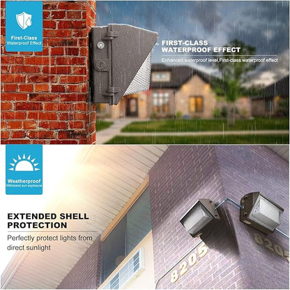 Lightdot 6Pack 70W LED Wall Pack Lights, 100-277v Dusk to Dawn Photocell |10500Lm (150Lm/W) 5000K IP65 Outdoor Flood Lighting for Yard,Warehouse,Factory,Building,Garage, ETL(Height:10~15ft)