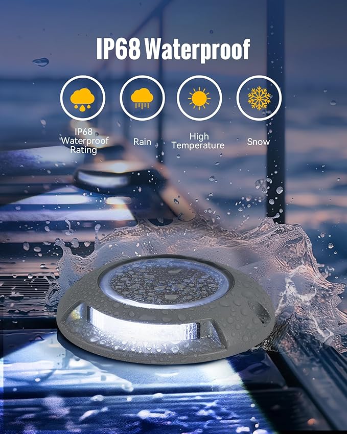 Solar Driveway Lights Outdoor Waterproof,2 Color Modes Outdoor Solar Deck Dock Warning Step Lights for Driveway Marker Sidewalk Garden Pathway Yard (4 Pack)