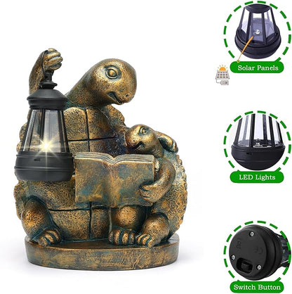 Turtle Solar Powered Outdoor Garden Statue, Resin Statue with Solar Light Lantern, Decorative Lawn, Yard Outdoor Turtle Decoration. Unique Home Decoration, Gifts for Women,Mom on Mother's Day