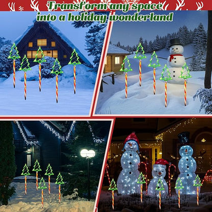 Garden Christmas Decorations Pathway Outdoor Solar Lights, 27 inches Lighted Xmas Tree Solar Christmas Lights with 8 Modes Waterproof String Lights, Outdoor Lights for Yard Patio Walkway-5PCS