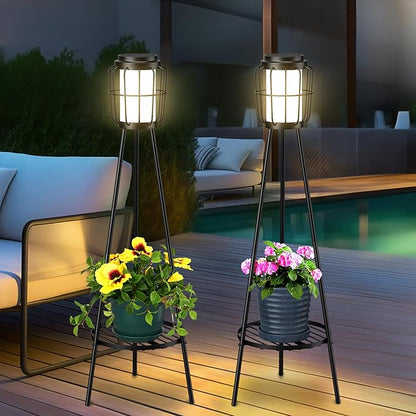 2 Pack Solar Lights with Plant Stand + 8 Pack Solar Pathway Lights Outdoor